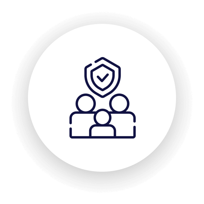 Family with shield, security icon design.