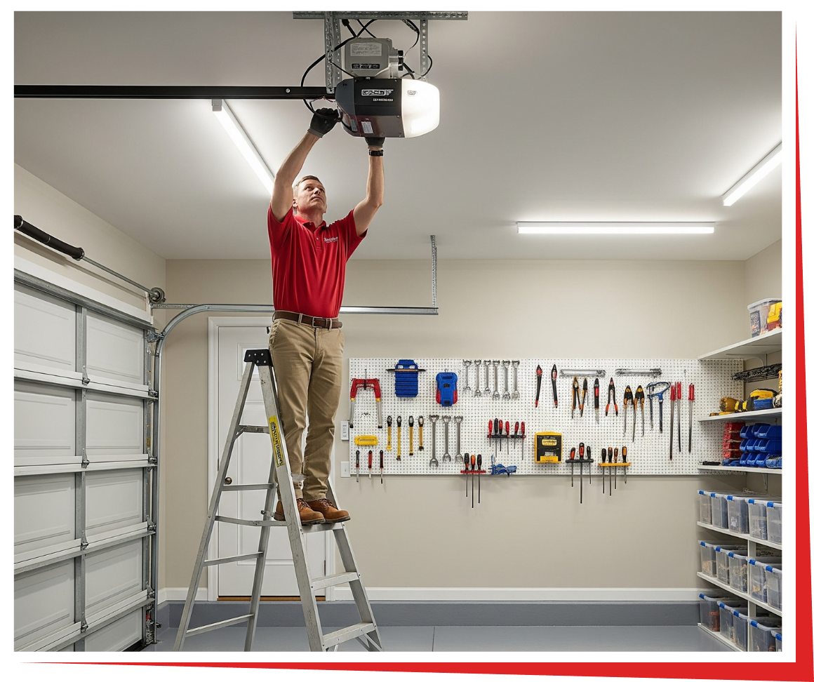 Garage door opener installation technician
